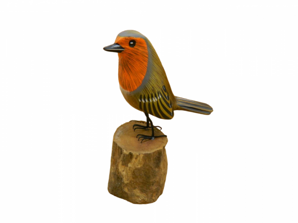 Wooden Painted Bird -  Robin